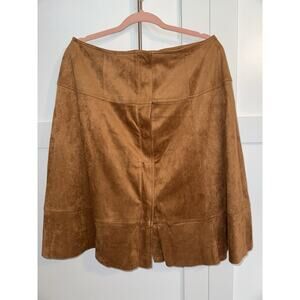 Soft Surroundings Simply Faux Suede Snap Front Brown Skirt Large